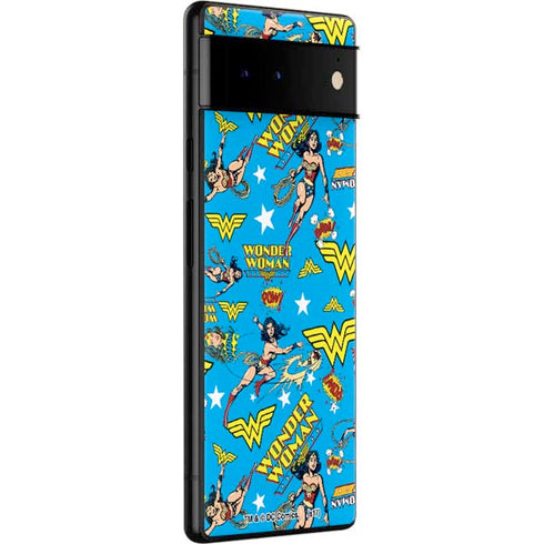 DC Comics Wonder Woman Action pose pattern Google Pixel 6 Pro Skin